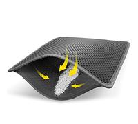 Tapis de litière pour chat gris - Très grande taille - 76,2 x 61 cm - Urine et imperméable - Double couche anti-suivi - Sans phtalate - Lavable - Facile à nettoyer - Contrôle de la dispersion