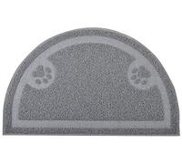 Tapis de litière pour chat, tapis de litière pour chaton, paillasson, demi-cercle, 60 x 36 cm (Gris)