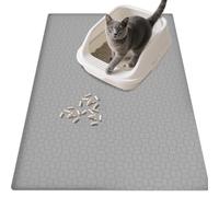 Tapis De Litiere Pour Chat, Tapis Litiere Chat, 86.4 * 56CM Anti Rutsch Katzenstreu Mat, Antidérapant, Imperméable Et Facile À Nettoyer Pour Façades De Bacs À Litière(Gris)