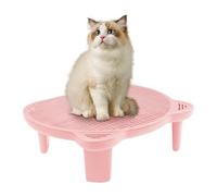 Tapis de litière pour chien et chat avec base de rangement, antidérapant avec large ouverture et accès à la rampe, tapis filtrant pour toilettes pour chat, 53,3 x 43,2 x 5,1 cm (rose)