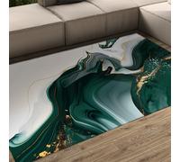 Tapis de Luxe en marbre Vert émeraude Or 180x240cm pour Salon Chambre Paillettes Texture Fluide Rug Abstrait décoration Moderne Tapis Lavable