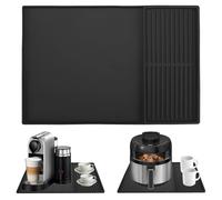 Tapis de Machine à Café, 61 x 40.5 cm Tapis pour Machine à Café Silicone 2 en 1 Tapis de Base Multifonction Accessoires de Cuisine avec Bords Surélevés pour les Cafetières et les Comptoirs (Noir)