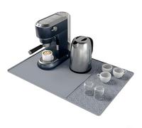 Tapis de machine à café en silicone avec égouttoir à vaisselle amovible, protecteur de comptoir résistant à la chaleur, antidérapant, grand drainage de l'eau pour machine à expresso, protection contre