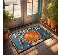 Tapis de maison pour porte d'entrée vintage Roadhouse Tourne-disque : un voyage musical intemporel Tapis de porte d'entrée Tapis d'intérieur ou d'extérieur (65 x 90 cm)