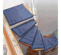 Tapis de marche d'escalier antidérapant pour escaliers incurvés, tapis rotatif auto-adhésif pour virage gauche/droite, tapis d'escalier rembourré, 1 pièce, T-bleu, 80 x 33,12 cm