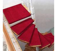 Tapis de marche d'escalier incurvé pour escaliers en colimaçon - Tapis antidérapant autocollant pour virage gauche/droite - Tapis d'escalier rotatif 80 x 33 cm T-rouge - 1 pièce