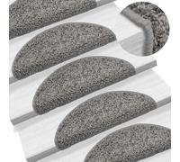 vidaXL Tapis d'escalier 15 pièces 56 x 17 x 3 cm gris demi-rond