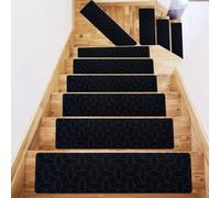 Tapis de marche d'escalier réutilisable avec motif pierre avec adhérence améliorée, 20,3 x 76,2 cm, tapis de sécurité pour escaliers en bois pour enfants, personnes âgées et animaux domestiques (noir)