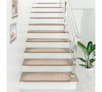 Tapis de marche Jeu de 15 demi-ronds 65 x 24 cm Tapis de marche Protection d'escalier Autoadhésive Beige