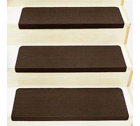 Tapis de marche Lot de 14 tapis d'escalier d'intérieur lavables for marches en bois, tapis de protection autocollants for marches d'escalier for décoration intérieure(Dack Coffee,55x22+4.5cm)