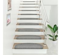 Tapis de marche Set de 15 demi-ronds 65 x 24 cm Tapis d'escalier Protecteur d'escalier Autoadhésif Gris clair