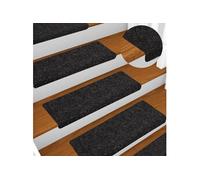 Tapis de marches d escalier 10 pcs Noir 65x21x4 cm Aiguilleté