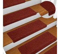 Tapis de marches d escalier 10pcs Bordeaux 65x21x4cm Aiguilleté Rouge G