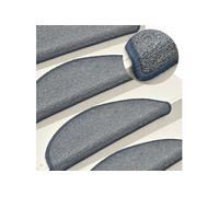 vidaXL Tapis de marches d'escalier 15 pcs Gris clair et bleu 56x17x3cm 322374