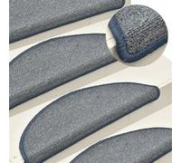 Tapis de marches d escalier 15 pcs Gris clair et bleu 56x17x3cm