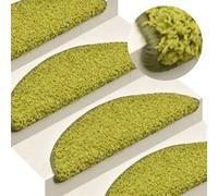 vidaXL Tapis d'escalier 15 pièces demi‑rond Grand 65 x 21 x 4 cm Vert