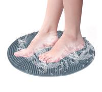 Tapis de massage antidérapant en silicone gris - Tapis de douche - Soin des pieds - Relaxation - Masseur de douche - Tapis de douche - Éponge pour le dos - Nettoyage et exfoliation