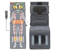 Tapis de massage complet avec chaleur et vibrations - 20 têtes de massage, matelas électrique pliable pour le dos, les lombaires, le soulagement des douleurs aux jambes - Portable et facile à ranger