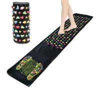 Tapis de massage des pieds tapis d'acupression pliable et antidérapant avec diagramme d'acupuncture plantaire de réflexologie robuste pour soulager les douleurs neuropathiques des pieds 175x35cm