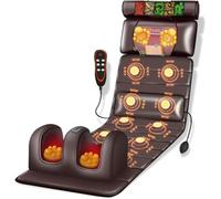 Tapis de massage vibrant complet avec coussin chauffant et shiatsu | 10 moteurs vibrants avec 9 modes, oreiller réglable et chaleur pour une relaxation complète du corps.