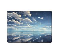 Tapis de mer avec nuages blancs 203 x 147,3 cm - Confortable, doux, résistant à l'usure, antidérapant, adapté pour les chambres, les salons et autres scènes.