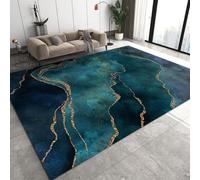 Tapis De Mode Doux Fil D'Or Luxueux Dégradé De Marbre Bleu-Vert 3D Effet Visuel Tapis De Sol Tapis Anti-Dérapant Pour Salon Chambre Tapis Décoration De La Maison 160 X 200 Cm - Nettoyage Facile -0P0L0