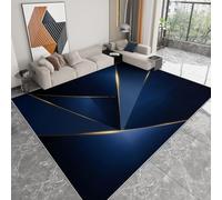 Tapis de Moderne 120 x 170 cm Art de Luxe, Tapis Lavable Imprimé à Poils Courts Géométrique Triangles Or Rayures - Moquette Doux pour Chambre Salon - Moquette Antidérapant Chambre Adulte et Ado