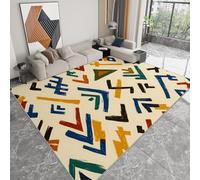 Tapis de Moderne 140 x 200 cm Style Tribal Vintage, Tapis Lavable Imprimé à Poils Courts Afrique Géométrique Rayures - Moquette Doux pour Chambre Salon - Moquette Antidérapant Chambre Adulte et Ado