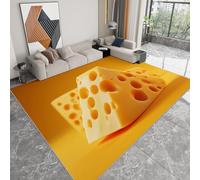 Tapis de Moderne 180 x 240 cm Nourriture Fromage Géométrie Rayures, Tapis Lavable Imprimé à Poils Courts Moderne - Moquette Doux pour Chambre Salon - Moquette Antidérapant Chambre Adulte et Ado