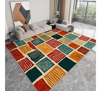 Tapis de Moderne 180 x 240 cm Traditionnel Vintage, Tapis Lavable à Poils Courts Afrique Tribal Géométrique Carrés - Moquette Doux pour Chambre Salon - Moquette Antidérapant Chambre Adulte et Ado