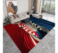 Tapis de Moderne 60 x 90 cm Art Abstrait, Tapis Lavable Imprimé à Poils Courts Animal Bleu Rouge Rayures Zèbre - Moquette Doux pour Chambre Salon - Moquette Antidérapant Chambre Adulte et Ado