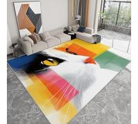 Tapis de Moderne 80 x 150 cm Minimaliste, Tapis Lavable Imprimé à Poils Courts Géométrie Espace Animaux Chats - Moquette Doux pour Chambre Salon - Moquette Antidérapant Chambre Adulte et Ado