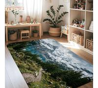 Tapis de montagne, paysage naturel de lac, arbres d'été, vert, antidérapant, tapis rectangulaire qui ne perd pas ses poils pour salon, chambre à coucher, sous table, décoration de salle à manger, 1,2