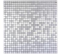 Tapis de mosaïque autocollant carré en aluminium brossé argenté pour miroir de salle de bain