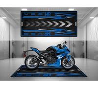 Tapis de Moto pour GSX-8R, Lavable, antidérapant, résistant à l'huile et l'eau, Tapis stationnement pour Garage, Salle d'exposition, Atelier | Pearl Ignite Jaune - Taille 2 : 102 x 47/260 120 cm