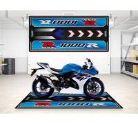Tapis de moto pour GSX R1000R 2024, lavable, antidérapant, résistant à l'huile et l'eau, tapis stationnement pour garage, S | Noir Mat Métallisé No 2 - Verre Sparkle Black Taille : 102 x 47/260 120 cm