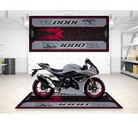 Tapis de moto pour GSX R1000R 2024, lavable, antidérapant, résistant à l'huile et l'eau, tapis stationnement pour garage, S | Noir Mat Métallisé No 2 - Verre Sparkle Black Taille : 102 x 47/260 120 cm
