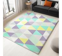 Tapis de Multicolore Imprimé, Vectoriel Triangles Géométriques Tapis Poil Court, Moquette Doux Antidérapant, Léger Résistant pour Salon Chambre à Coucher Salle à Manger Décoration 120 x 170 cm