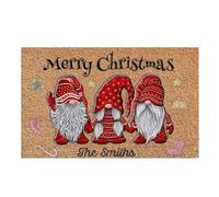 Tapis de Nain de Noël - Velours + éponge + Pois PP 40 x 60 x 0,7 cm | Tapis de Porte d'entrée | Décoration de Nains d'entrée | Tapis de Noël antidérapant pour Porche, entrée, Cuisine, Salle de