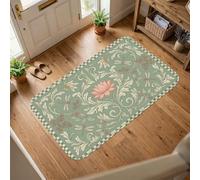 Tapis de nénuphar botanique vintage, feuilles, libellule, printemps, vert menthe, tapis d'intérieur à poils courts en éponge qui ne perd pas ses poils, pour entrée, salle de bain, buanderie, chevet