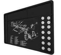 Tapis de Nettoyage magnétique for Armes à feu, 14 Points magnétiques, avec Rangement for pièces, antidérapant, résistant à l'huile, for établi de réparation, for Toutes Les Armes(Black)