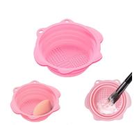 Tapis de nettoyage pour pinceaux de peinture, seau de lavage pliable en silicone, support de brosse portable pour artiste de peinture (rose)