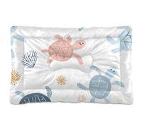 Tapis de niche lavable pour chien Motif tortue d'animaux marins de dessin animé doux et confortable Fond antidérapant pour chiens de grande taille Taille 91,4 x 61 cm