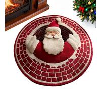 Tapis De Noël 3D - Design Festif , Tapis Rond Matelassé Père Noël Et Gnome, Paillasson Décoratif Antidérapant Robuste | Pour Entrée, Extérieur, Sol, Maison, Extérieur, Salon, Cuisine, Porche,