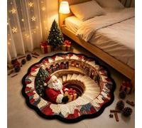 Tapis de Noël 3D Tapis à Illusion Optique Cadeau Spirale Père Noël | Tapis de Noël à Vortex 3D Tapis 3D Illusion Paillasson de Noël pour Salon Escalier Spirale Cadeau Bord Matelassé
