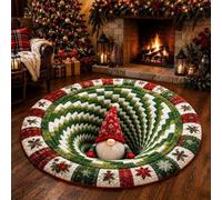 Tapis de Noël 3D Tapis à Illusion Optique Cadeau Spirale Père Noël | Tapis de Noël à Vortex 3D Tapis 3D Illusion Paillasson de Noël pour Salon Escalier Spirale Cadeau Bord Matelassé