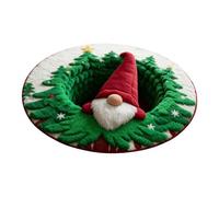 Tapis De Noël 3D, Tapis De Sol De Noël À Illusion D'optique 60 X 60 Cm | Tapiss Ronds Gnome À Illusion D'optique Antidérapants | Décoration Tapiss 3D Pour Salon De Vacances D'intérieur, Entrée, Salle