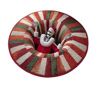 Tapis de Noël 3D - Tapis de vacances rond matelassé, tapis de salle de bain festif | Décoration d'intérieur, cuisine, entrée, chambre à coucher, salle de bain, maison de ferme d'hiver, décoration de