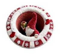 Tapis de Noël - 60 cm - Tapis rond illusion de Noël | Tapis 3D | Paillasson de vacances antidérapant avec motif Père Noël cheminée | Tapis imitation cachemire doux pour entrée de maison