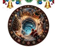 Tapis de Noël 80 cm illusion d'optique rond drôle Père Noël tapis | Tapis Illusion de Noël pour salon, chambre à coucher, salle à manger, entrée, fête de vacances